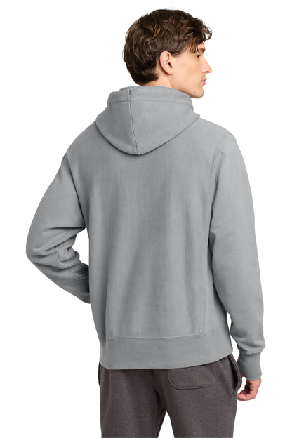 Champion Reverse Weave Garment-Dyed Hooded Sweatshirt - Concrete - back
