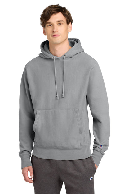 Champion Reverse Weave Garment-Dyed Hooded Sweatshirt - Concrete - front