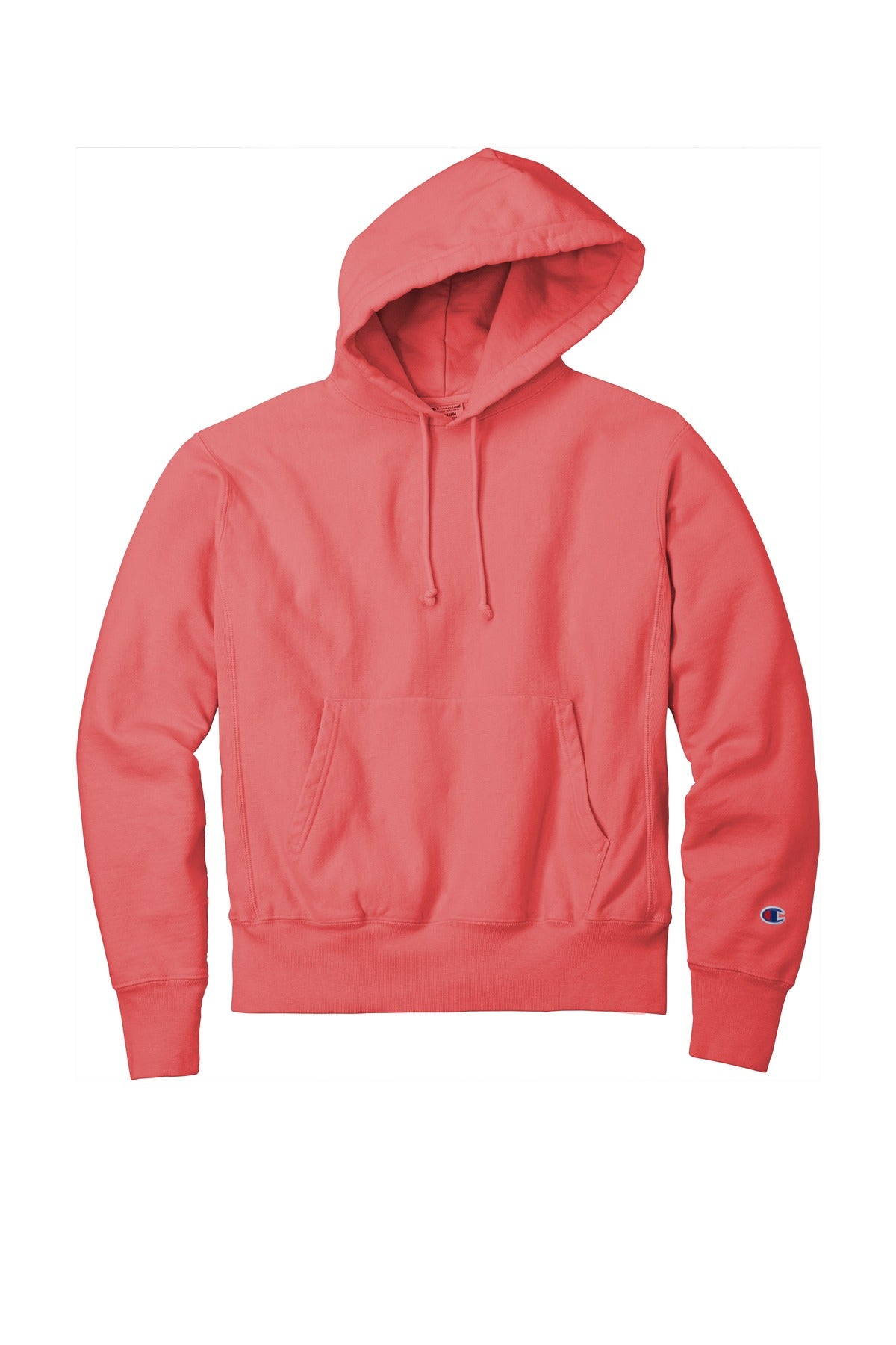 Champion Reverse Weave Garment-Dyed Hooded Sweatshirt - Coral Craze - flat front
