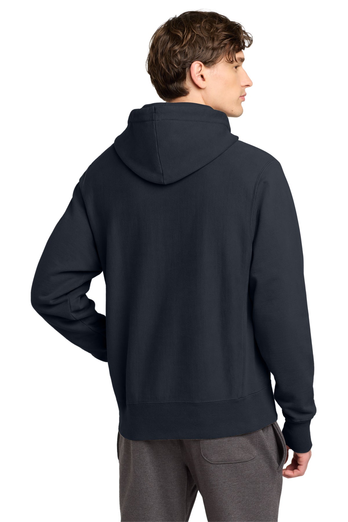 Champion Reverse Weave Garment-Dyed Hooded Sweatshirt - Navy - back
