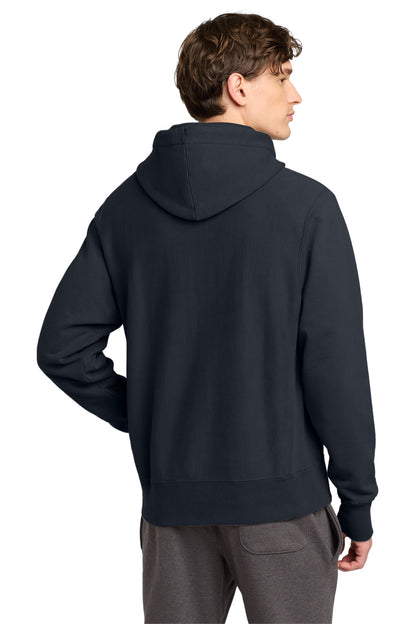 Champion Reverse Weave Garment-Dyed Hooded Sweatshirt - Navy - back