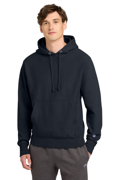 Champion Reverse Weave Garment-Dyed Hooded Sweatshirt - Navy - front