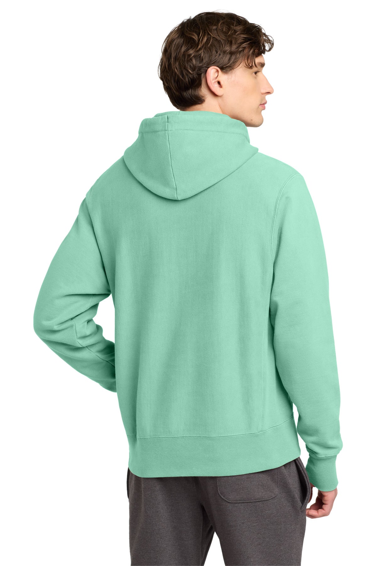 Champion Reverse Weave Garment-Dyed Hooded Sweatshirt - Pale Seafoam - back