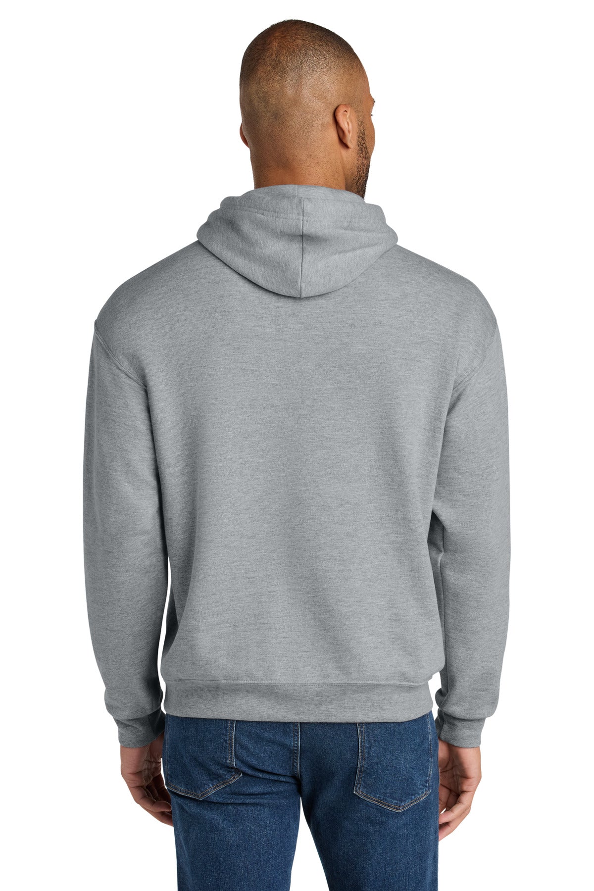 Jerzees Ultimate Unisex CVC Ring Spun Hooded Sweatshirt - Athletic Heather - back