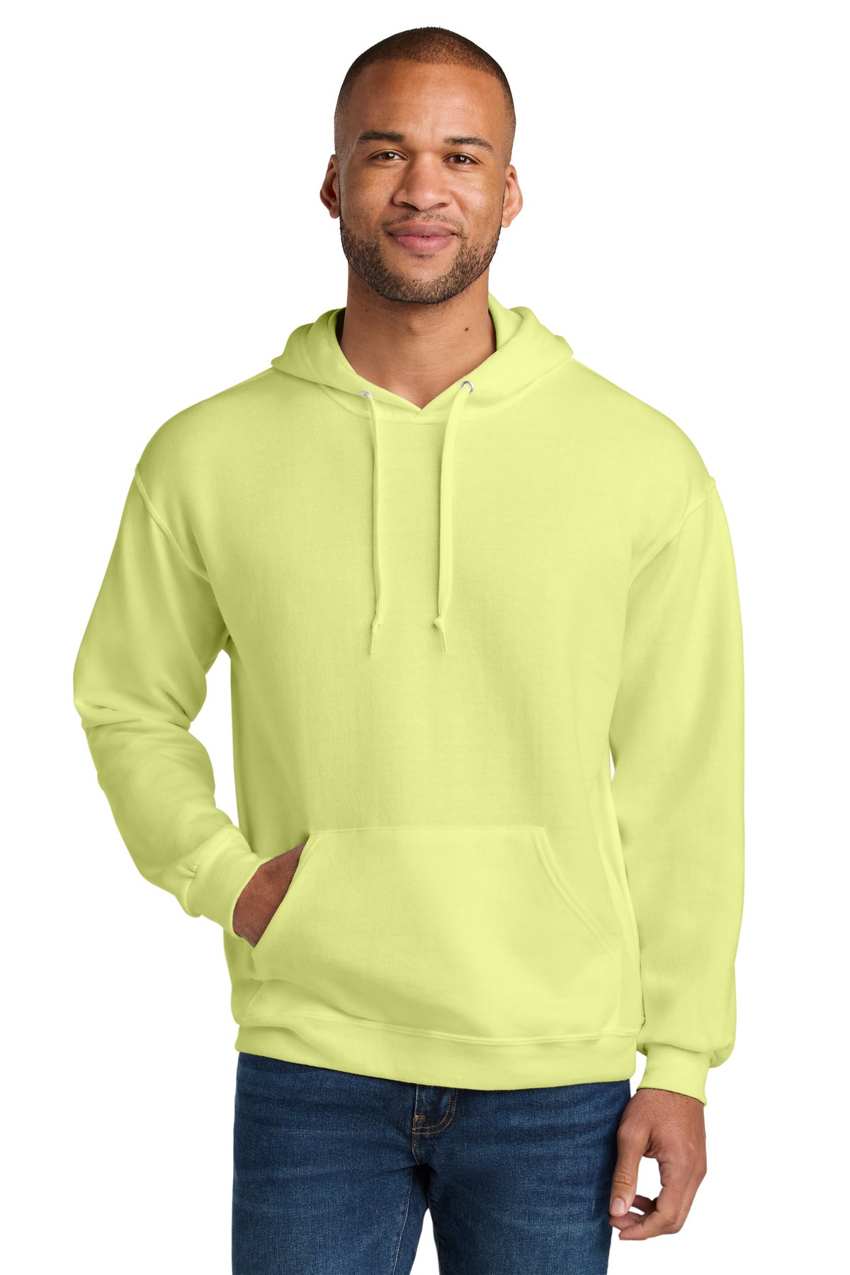 Jerzees Ultimate Unisex CVC Ring Spun Hooded Sweatshirt - Celery Juice - front