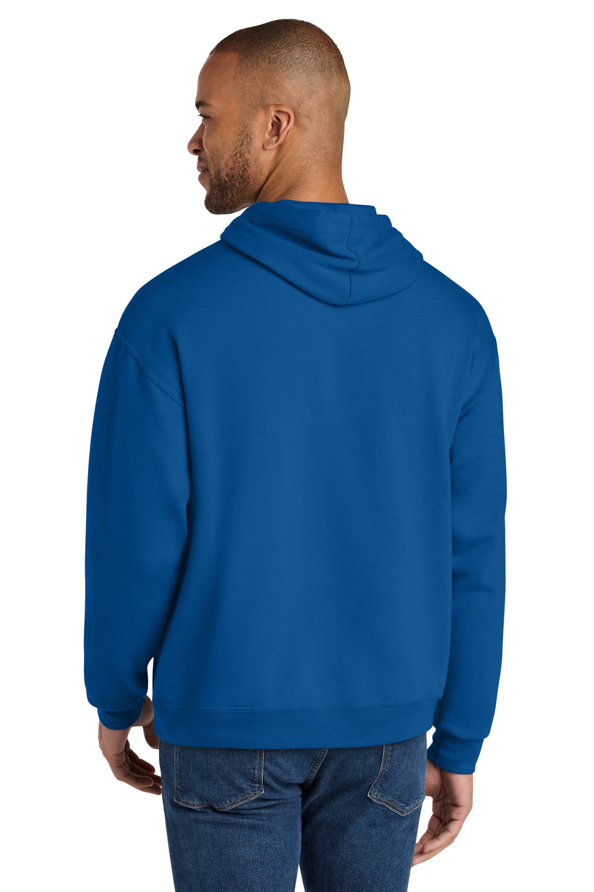 Jerzees Ultimate Unisex CVC Ring Spun Hooded Sweatshirt - Royal - back