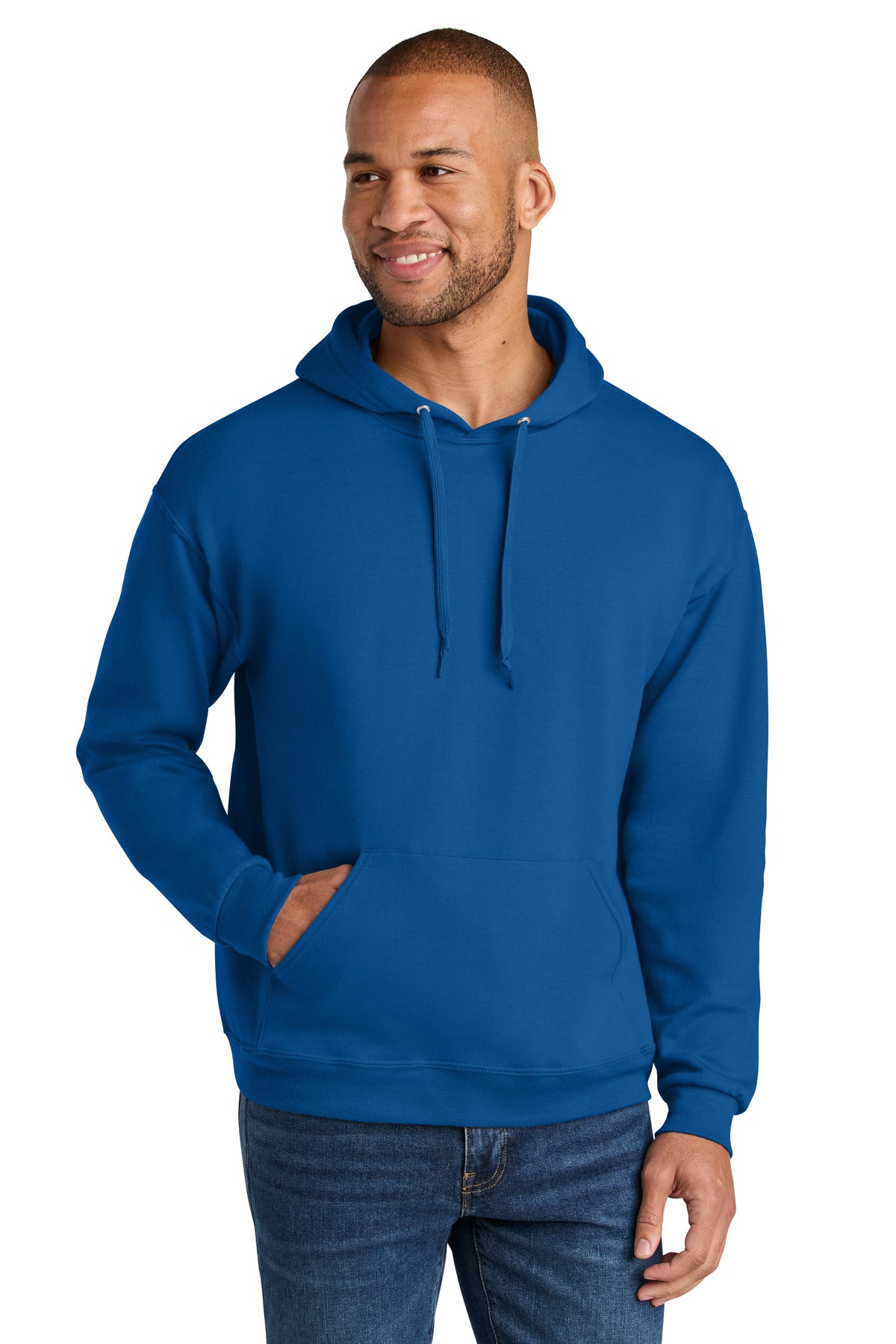 Jerzees Ultimate Unisex CVC Ring Spun Hooded Sweatshirt - Royal - front