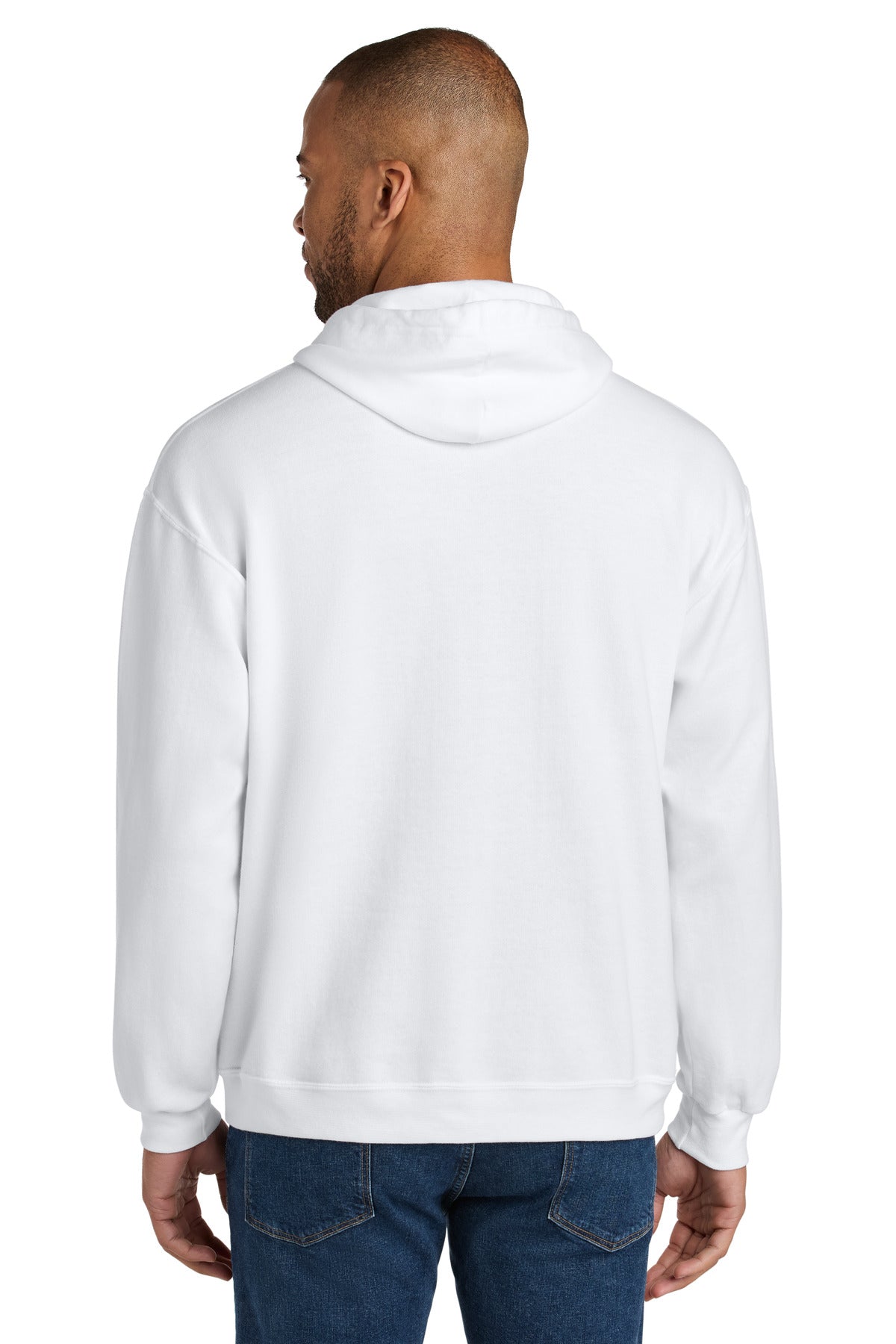 Jerzees Ultimate Unisex CVC Ring Spun Hooded Sweatshirt - White - back