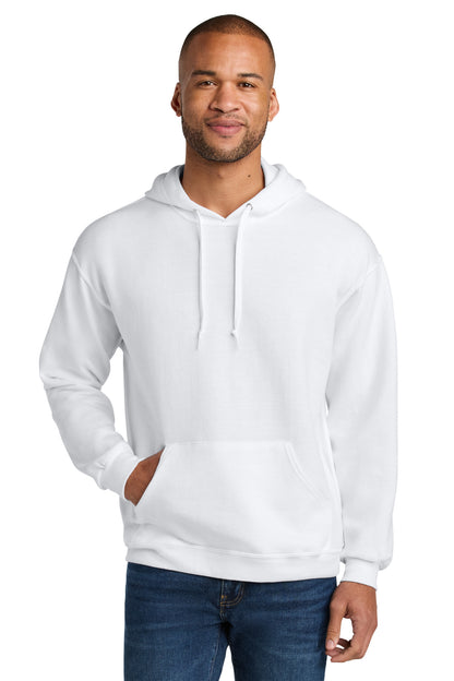 Jerzees Ultimate Unisex CVC Ring Spun Hooded Sweatshirt - White - front