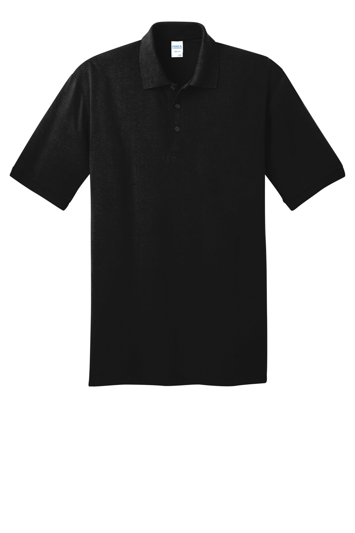 Port & Company Tall Core Blend Jersey Knit Polo - Jet Black - flat front