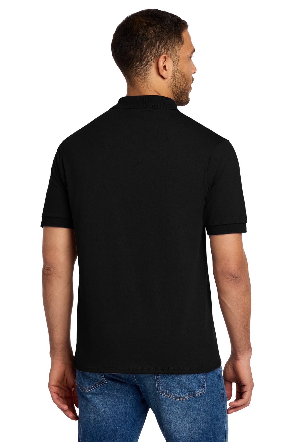 Port & Company Tall Core Blend Jersey Knit Polo - Jet Black - back