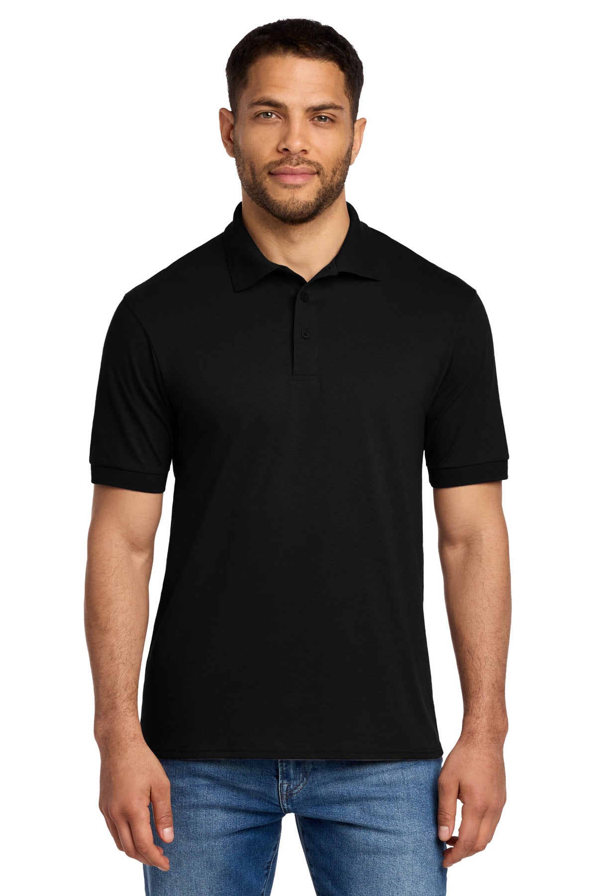 Port & Company Tall Core Blend Jersey Knit Polo - Jet Black - front