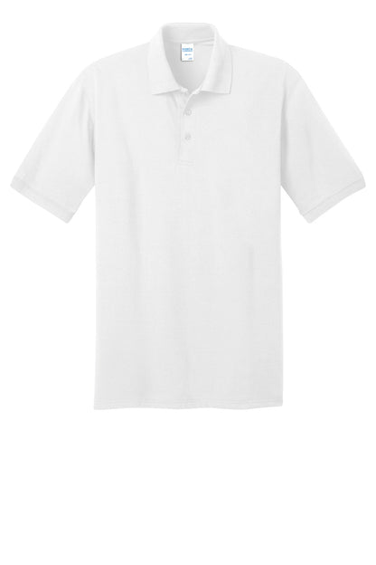 Port & Company Tall Core Blend Jersey Knit Polo - White - flat front