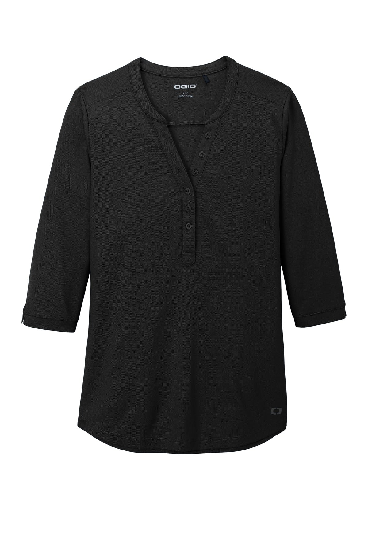 OGIO Women's Jewel Henley - Blacktop - flat front