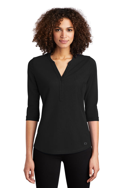 OGIO Women's Jewel Henley - Blacktop - front