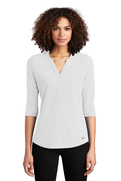 OGIO Women's Jewel Henley - Bright White - front