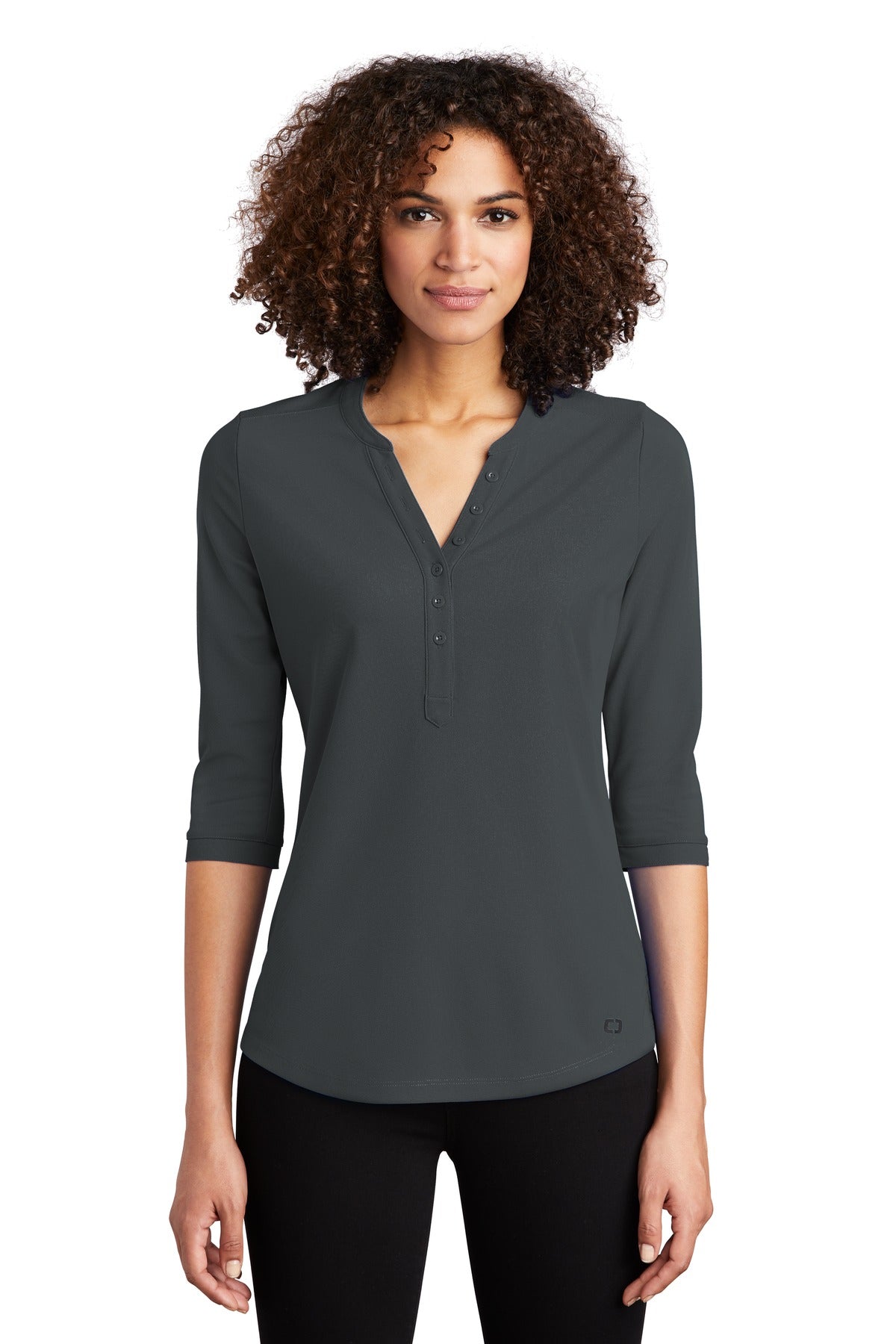 OGIO Women's Jewel Henley - Diesel Grey - front
