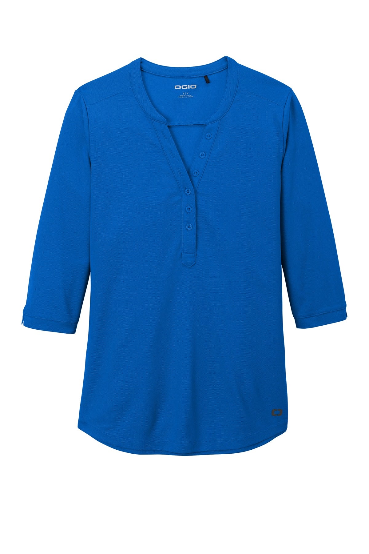 OGIO Women's Jewel Henley - Electric Blue - flat front