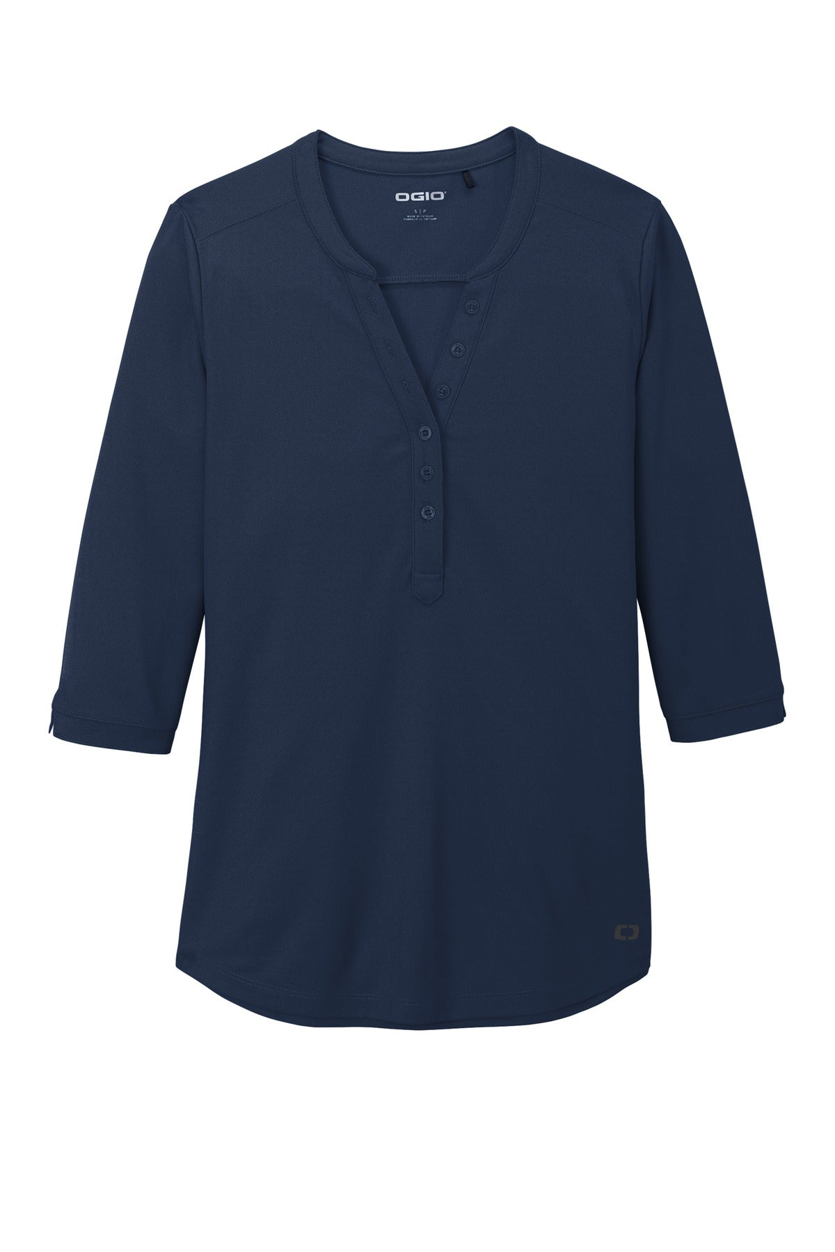 OGIO Women's Jewel Henley - Navy - flat front