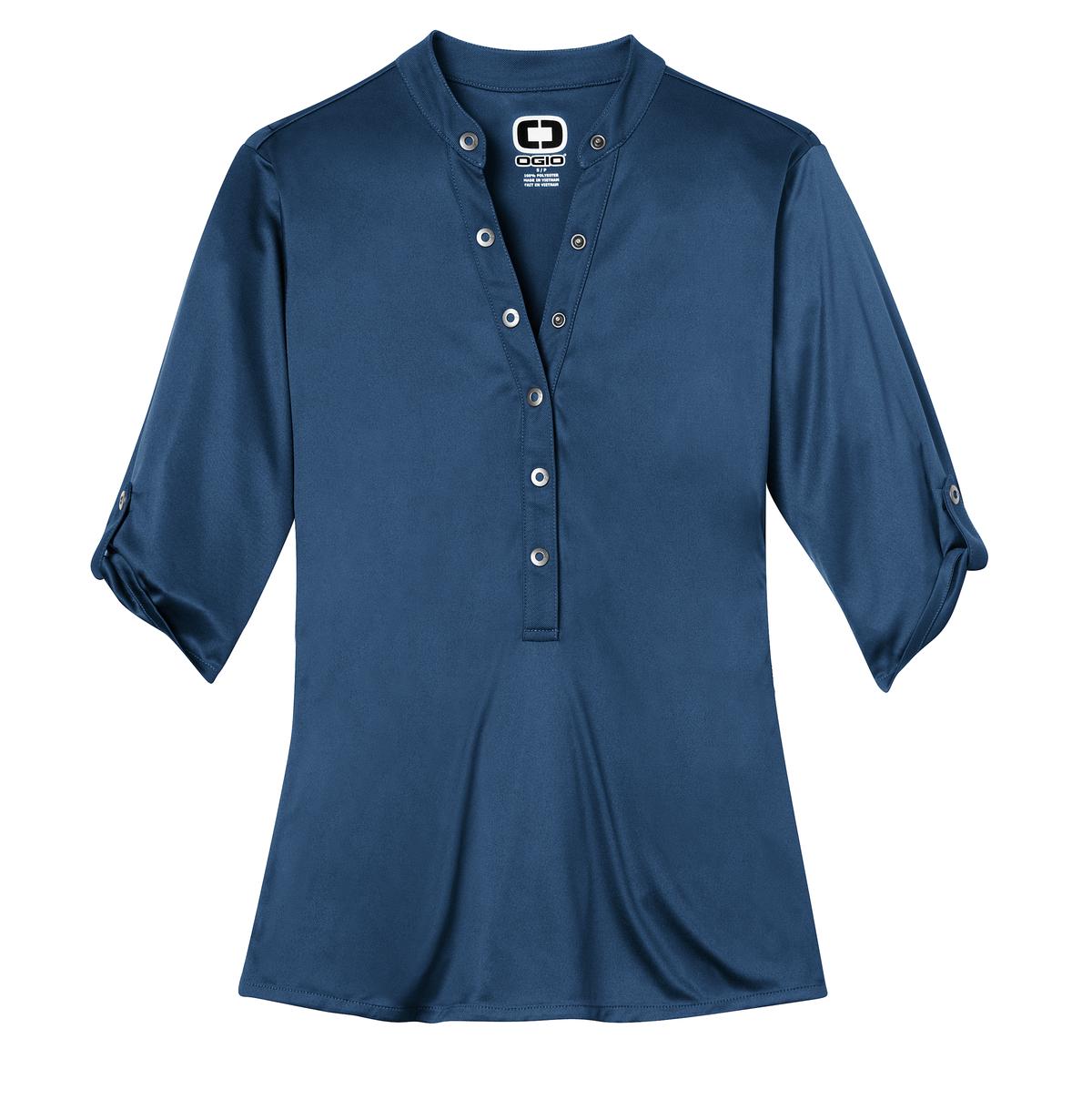 OGIO Crush Henley - Blue Indigo - flat front