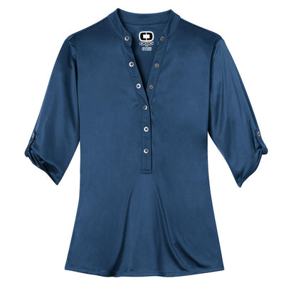 OGIO Crush Henley - Blue Indigo - flat front