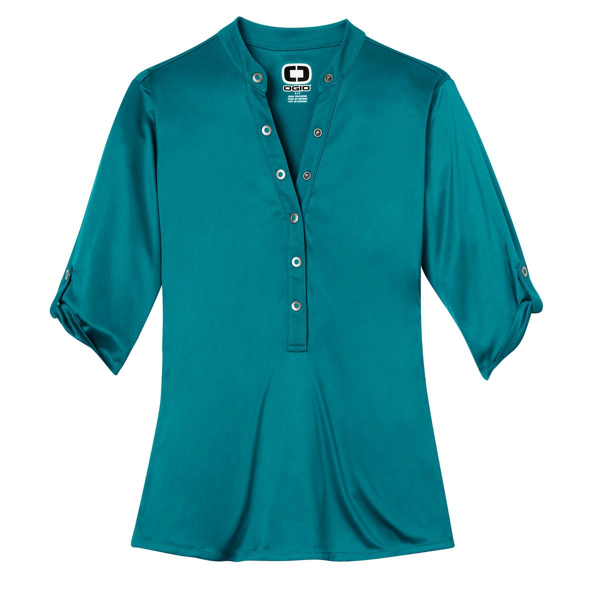OGIO Crush Henley - Torque Teal - flat front