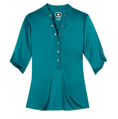 OGIO Crush Henley - Torque Teal - flat front