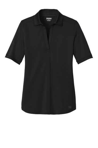 OGIO Women's Metro Polo - Blacktop - flat front