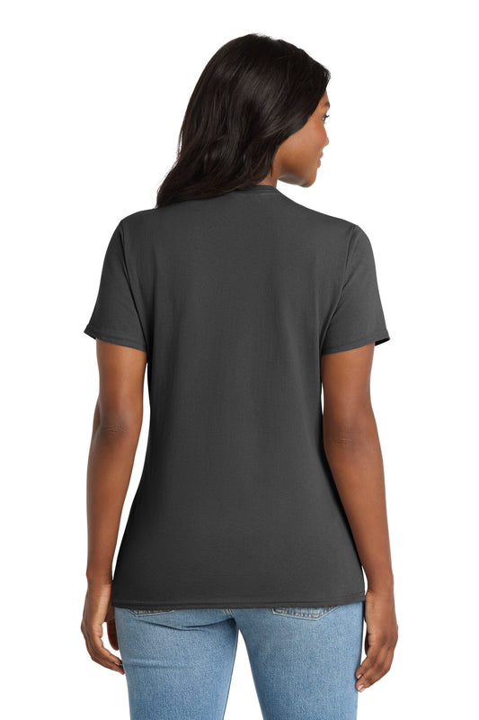 Port & Company Women's Core Cotton V-Neck Tee - Charcoal - back