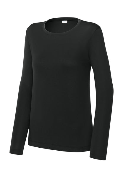 Sport-Tek Women's Competitor Long Sleeve Crewneck - Black - flat front