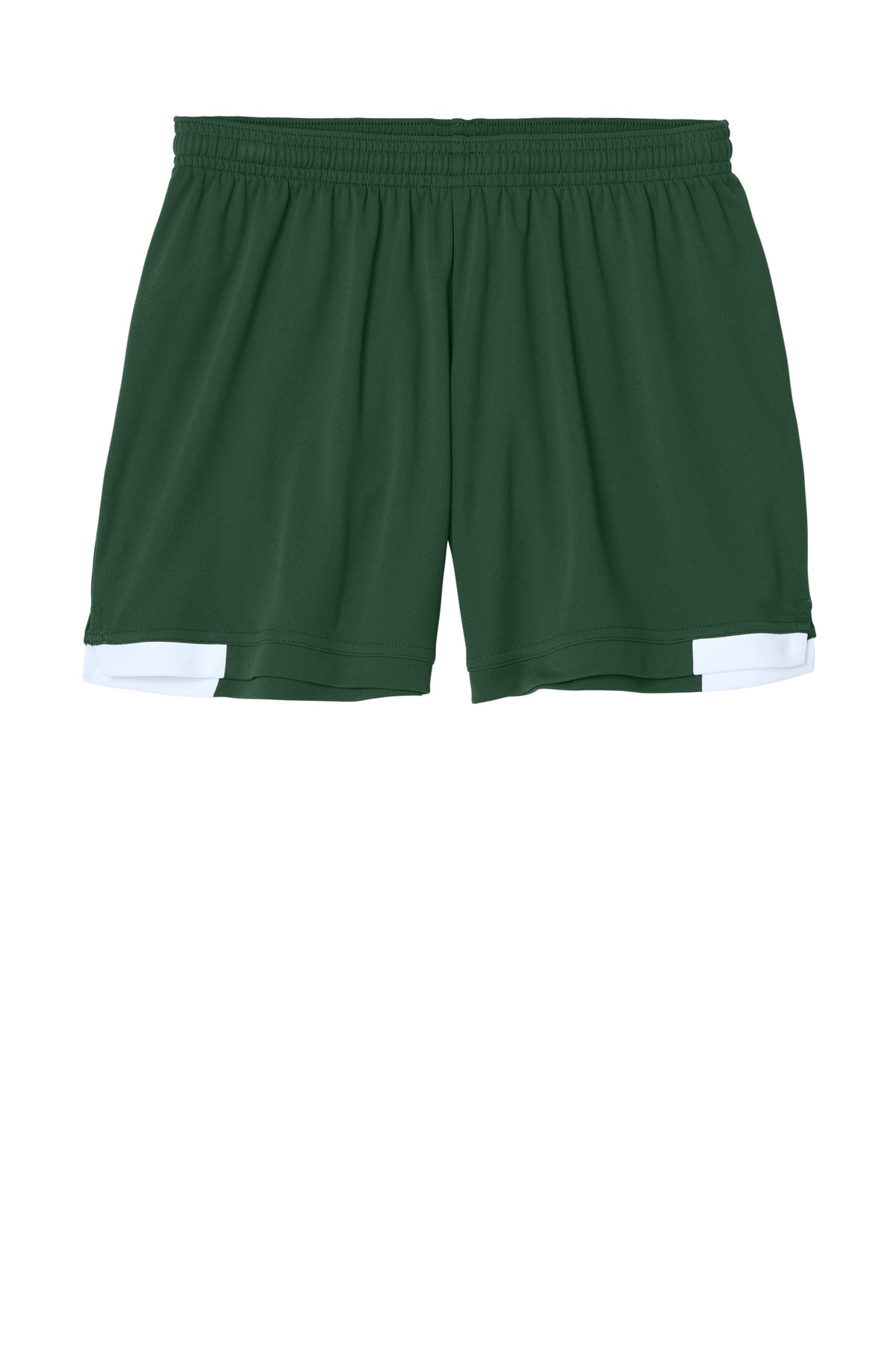 Sport-Tek Women's Club 5 Short - Forest Green/ White - flat front