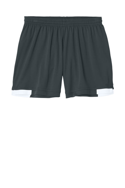 Sport-Tek Women's Club 5 Short - Iron Grey/ White - flat front