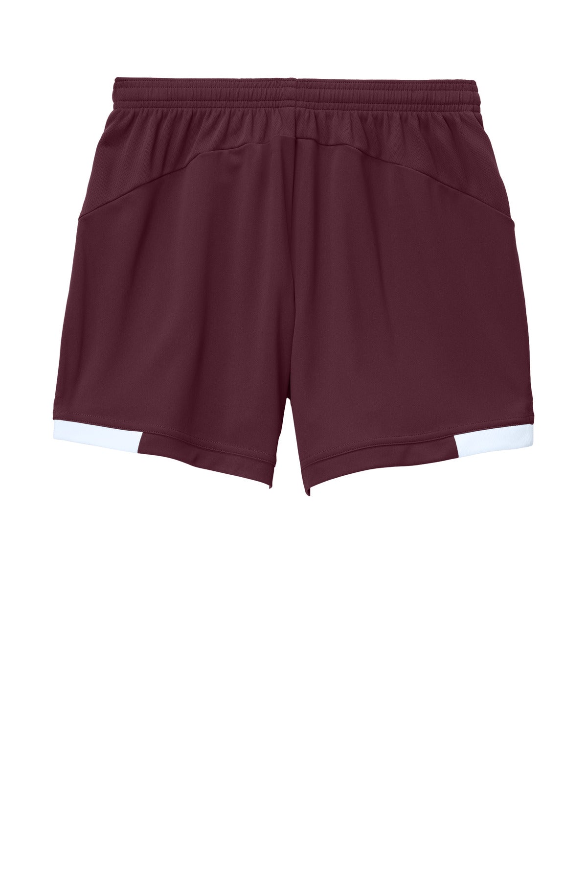 Sport-Tek Women's Club 5 Short - Maroon/ White - flat back
