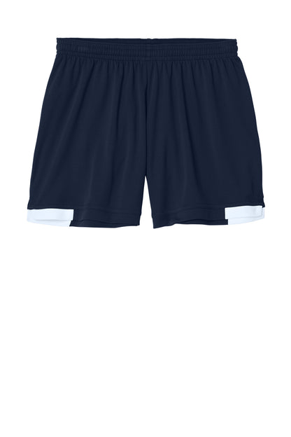 Sport-Tek Women's Club 5 Short - True Navy/ White - flat front