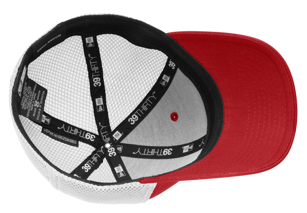 New Era Stretch Mesh Cap - Scarlet Red/ White - flat front