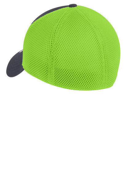 New Era Stretch Mesh Cap - Graphite/ Cyber Green - flat back