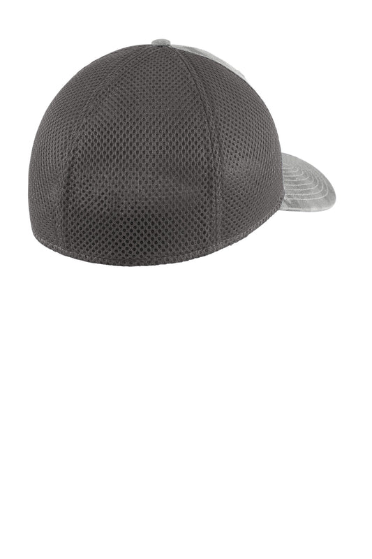 New Era Tonal Camo Stretch Tech Mesh Cap - Rainstorm Grey Camo/ Graphite - flat back