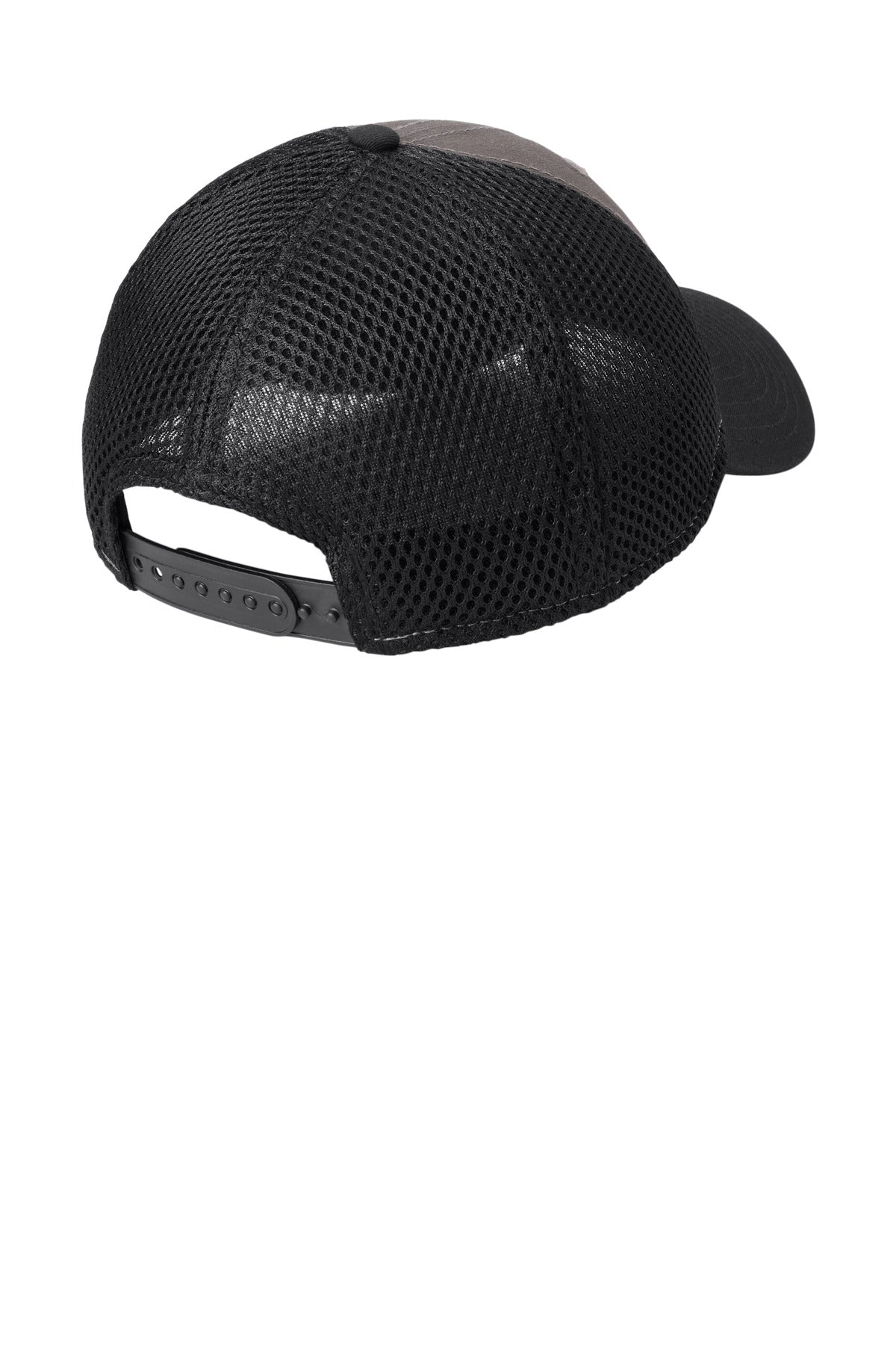 New Era Snapback Contrast Front Mesh Cap - Charcoal/ Black - flat back