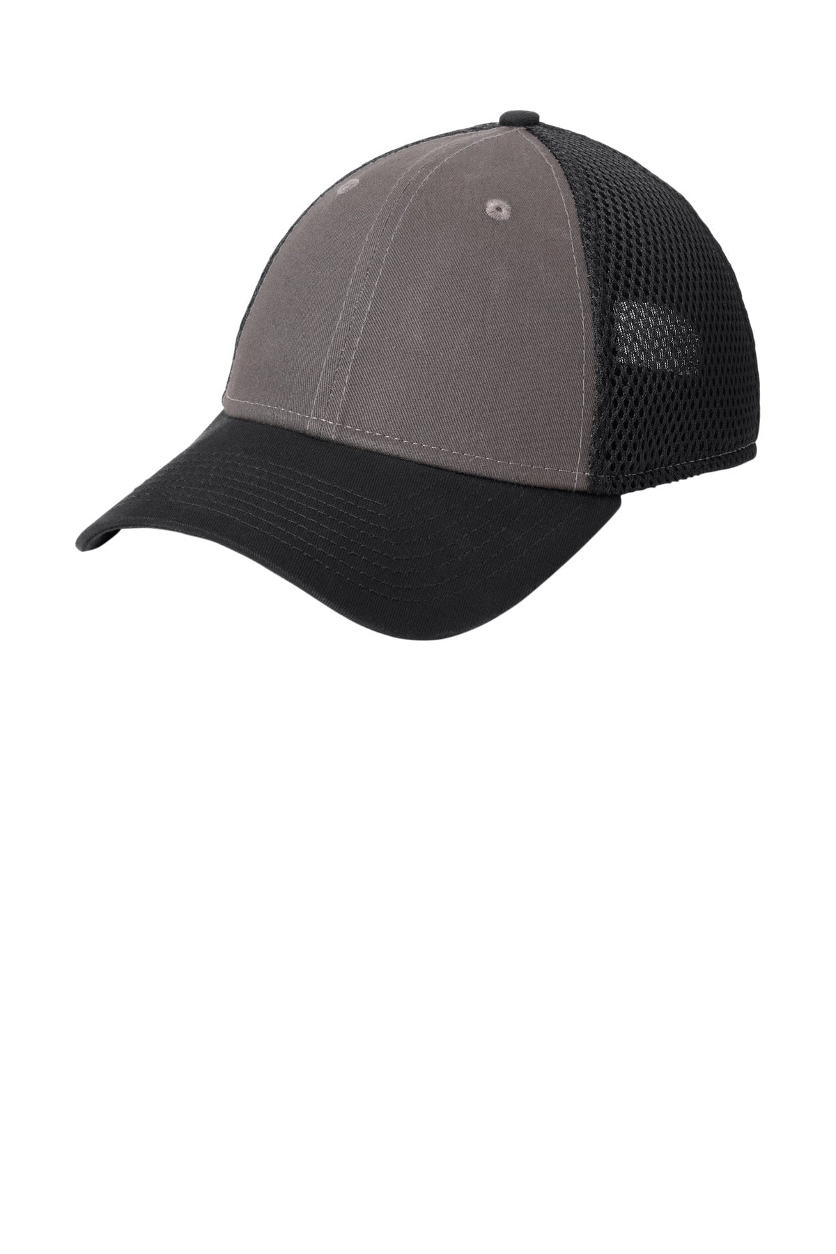 New Era Snapback Contrast Front Mesh Cap - Charcoal/ Black - front