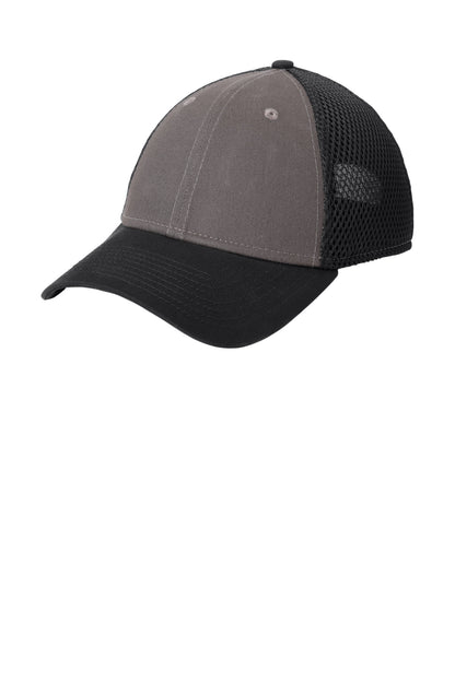 New Era Snapback Contrast Front Mesh Cap - Charcoal/ Black - front