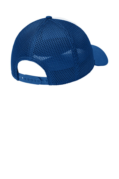 New Era Snapback Contrast Front Mesh Cap - Flag White/ Royal - flat back