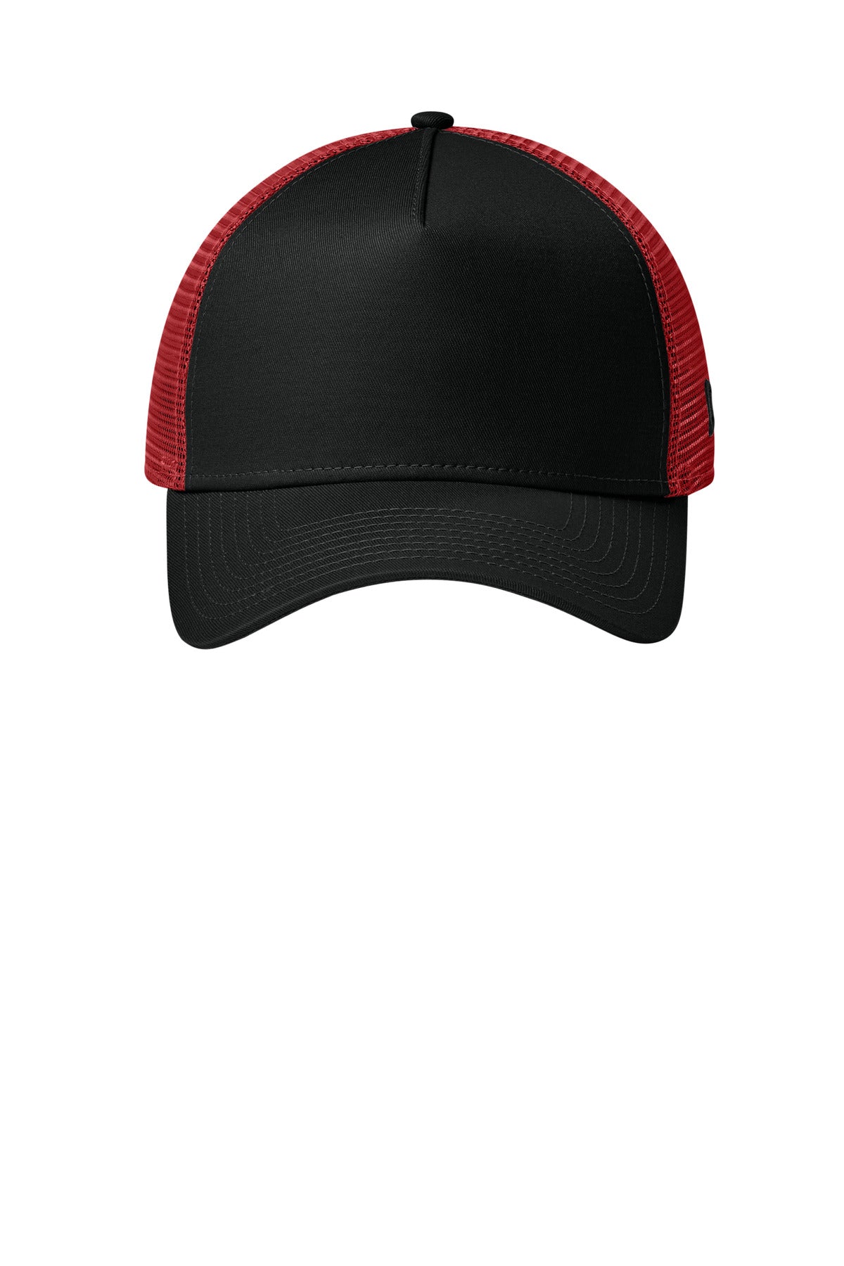New Era Snapback Trucker Cap - Flag Black/ Scarlet - flat front