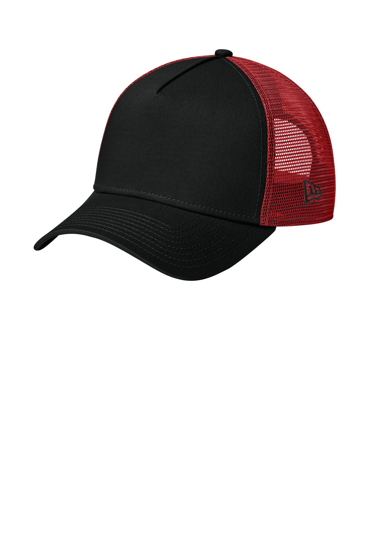 New Era Snapback Trucker Cap - Flag Black/ Scarlet - front