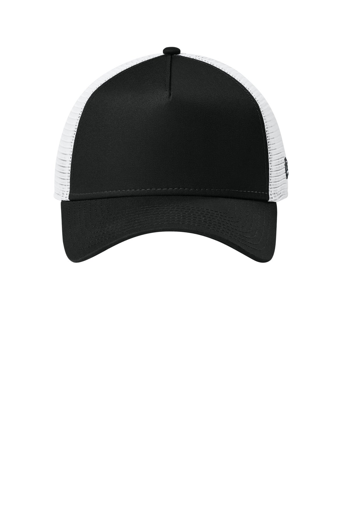 New Era Snapback Trucker Cap - Flag Black/ White - flat front