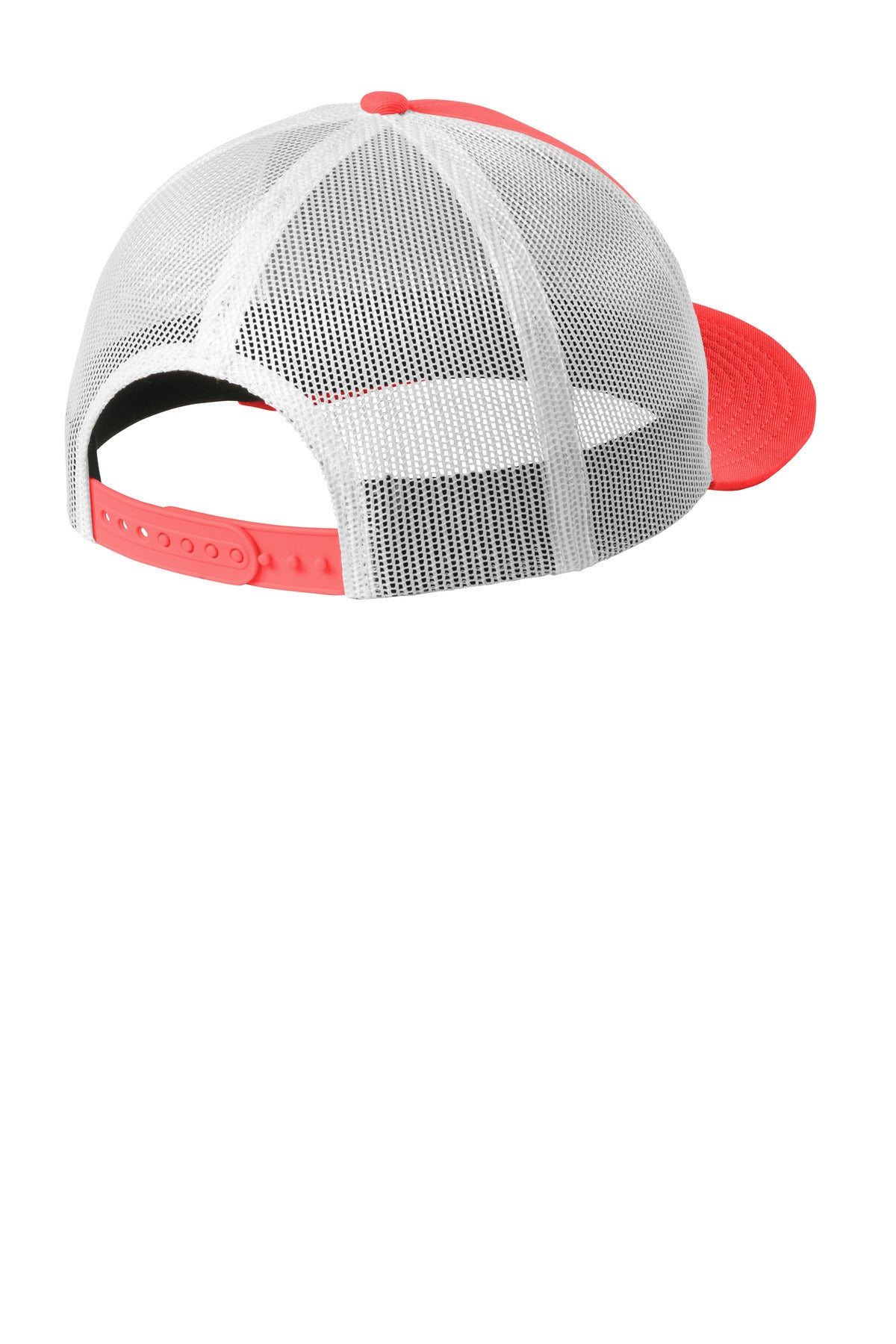 New Era Snapback Low Profile Trucker Cap - Coral/ White - flat back