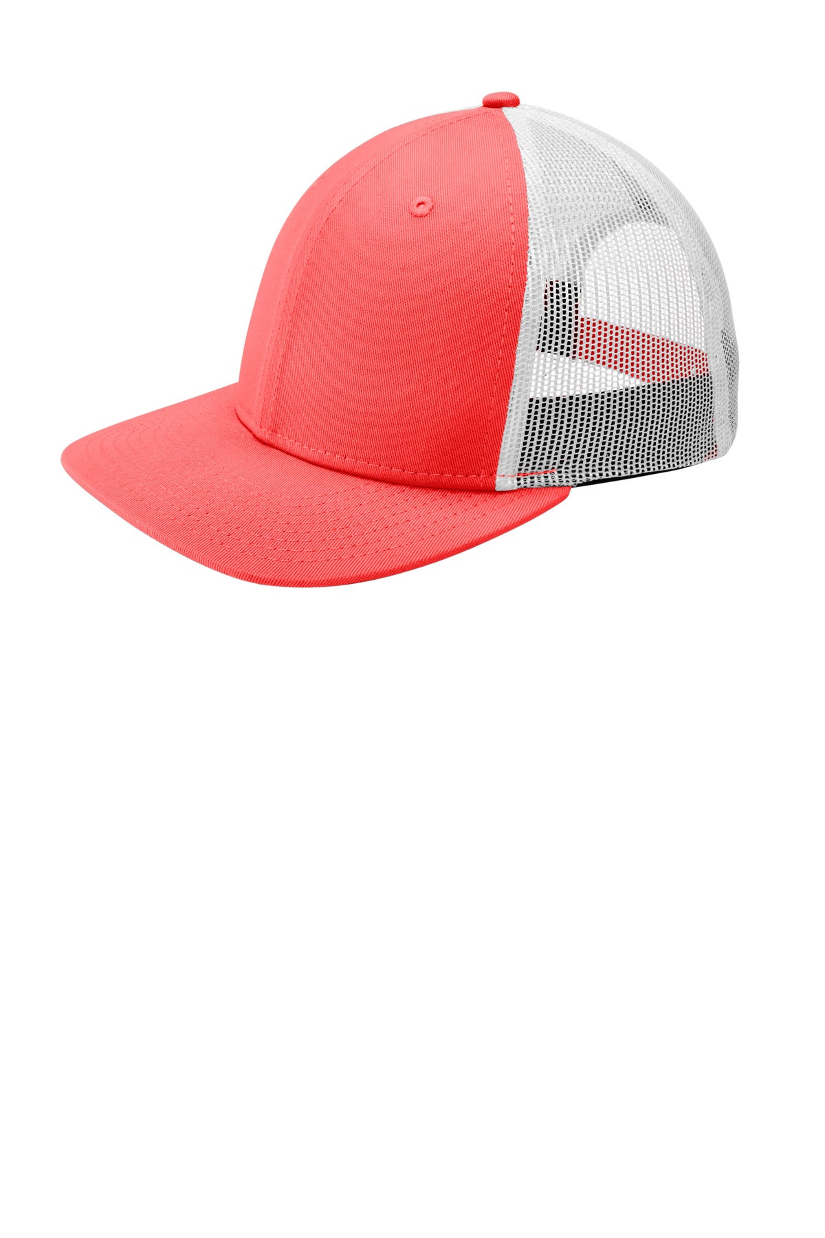 New Era Snapback Low Profile Trucker Cap - Coral/ White - front