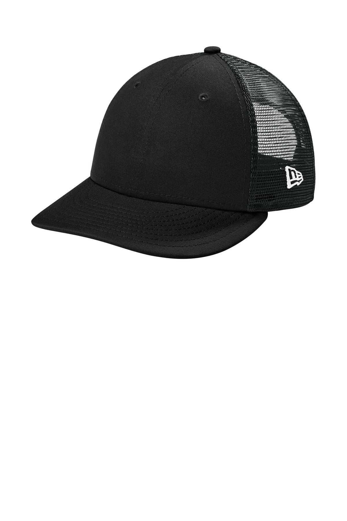 New Era Snapback Low Profile Trucker Cap - Flag Black - front