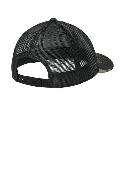 New Era Snapback Low Profile Trucker Cap - Flag Camo/ Black - flat back