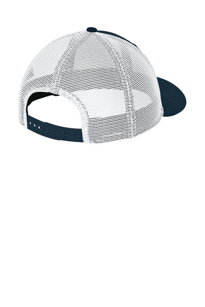New Era Snapback Low Profile Trucker Cap - Flag Deep Navy/ White - flat back