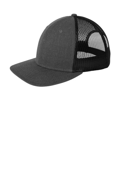 New Era Snapback Low Profile Trucker Cap - Heather Graphite/ Black - front
